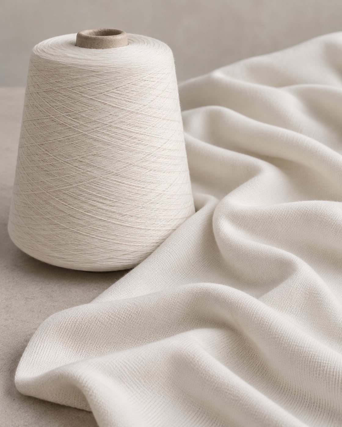 Cone de fio com malha off-white da Malha Pima Cotton antes da tinturaria