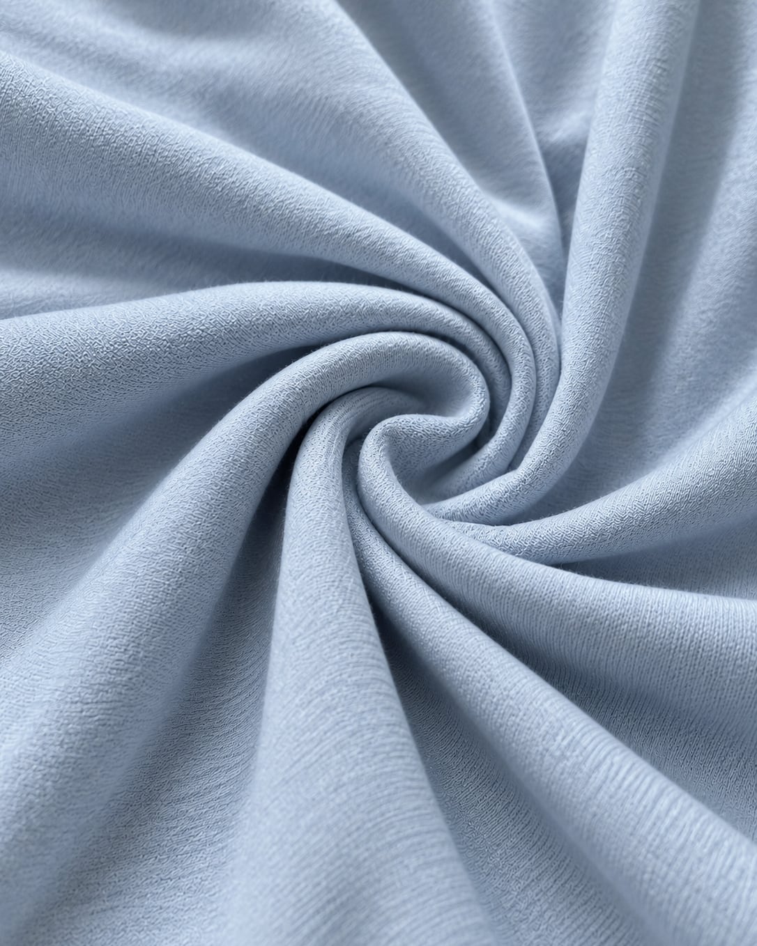 Macro em espiral da Malha Modal Tech na cor azul-claro