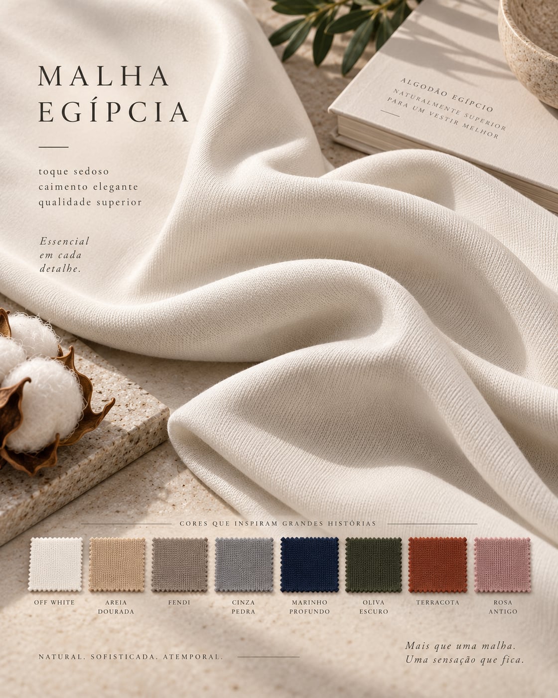 Quadro 'Malha Egípcia' com drape off-white e cartela de oito cores